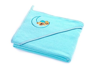 Детское махровое полотенце с уголком100х100 Sensillo Медвежонок Aqua 1278600328 фото